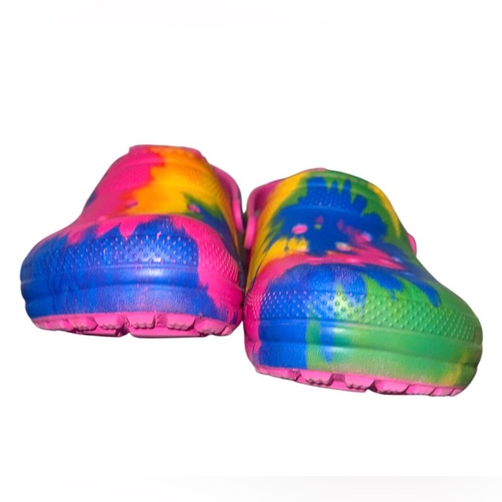 Crocs fur lined CLASSIC Tie Dye kids clogs shoes girl’s shoes size 4 - Picture 12 of 13